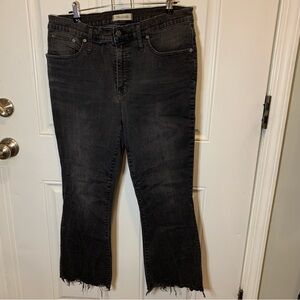 Madewell Cali Demi-Boot Cut Jeans Jean Frayed Hem Raw Edge Washed Black Size 32